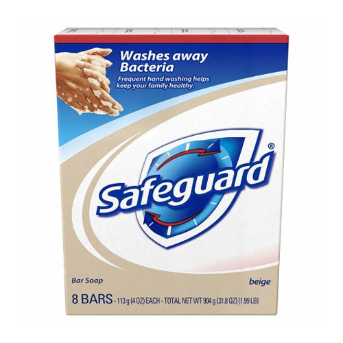 Safeguard Antibacterial Beige Bath Soap Bar, 4 Oz, 8 Ea